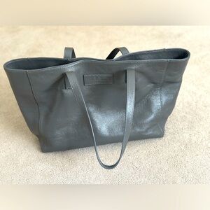 M.I.L.A grey leather tote, magnetic closure, pockets inside
